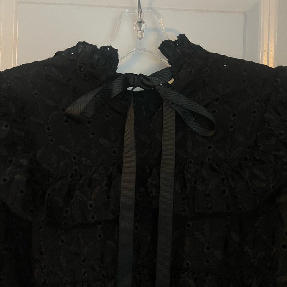 Zara Black Ruffle Blouse - Picture 6 of 8
